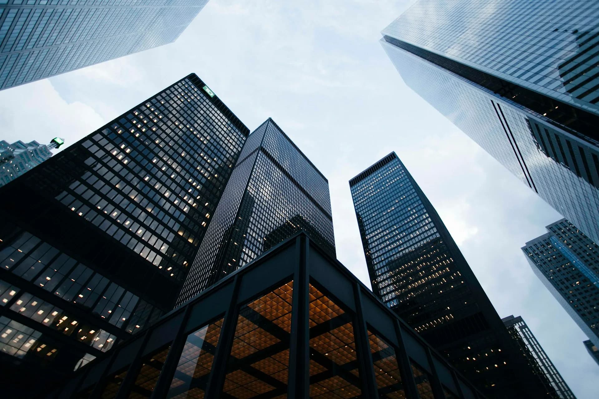 Modern commercial building facade and glass exterior