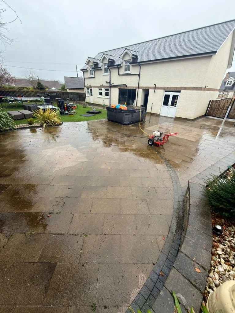 Patio stones before cleaning
